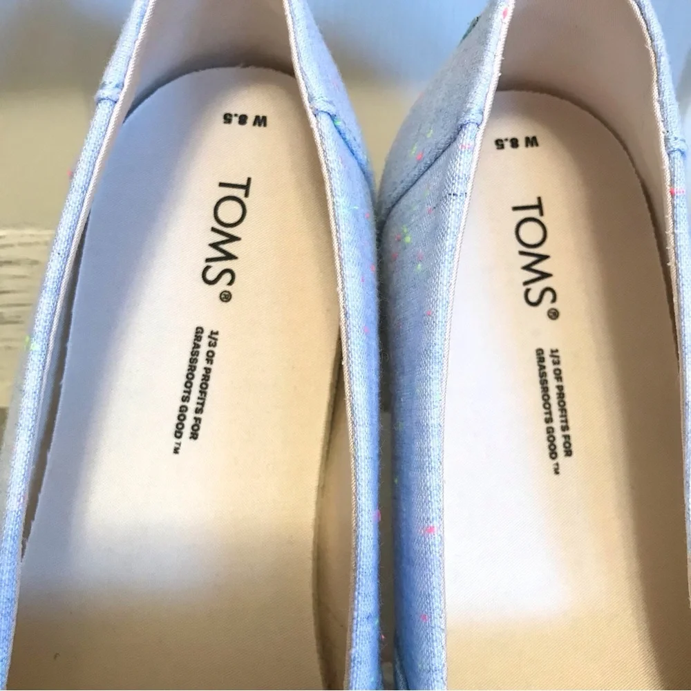 NWT Toms Alpargata Flats in Light Blue Speckled Linen